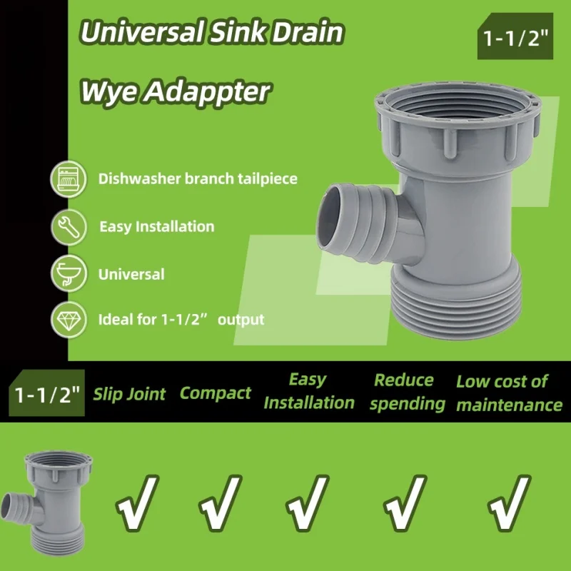 Kitchen Sink Drain Pipe Wye Adapter Y-Shaped Basin Sewer Branch Connector Female To Male Thread Connector Fitting Accessories