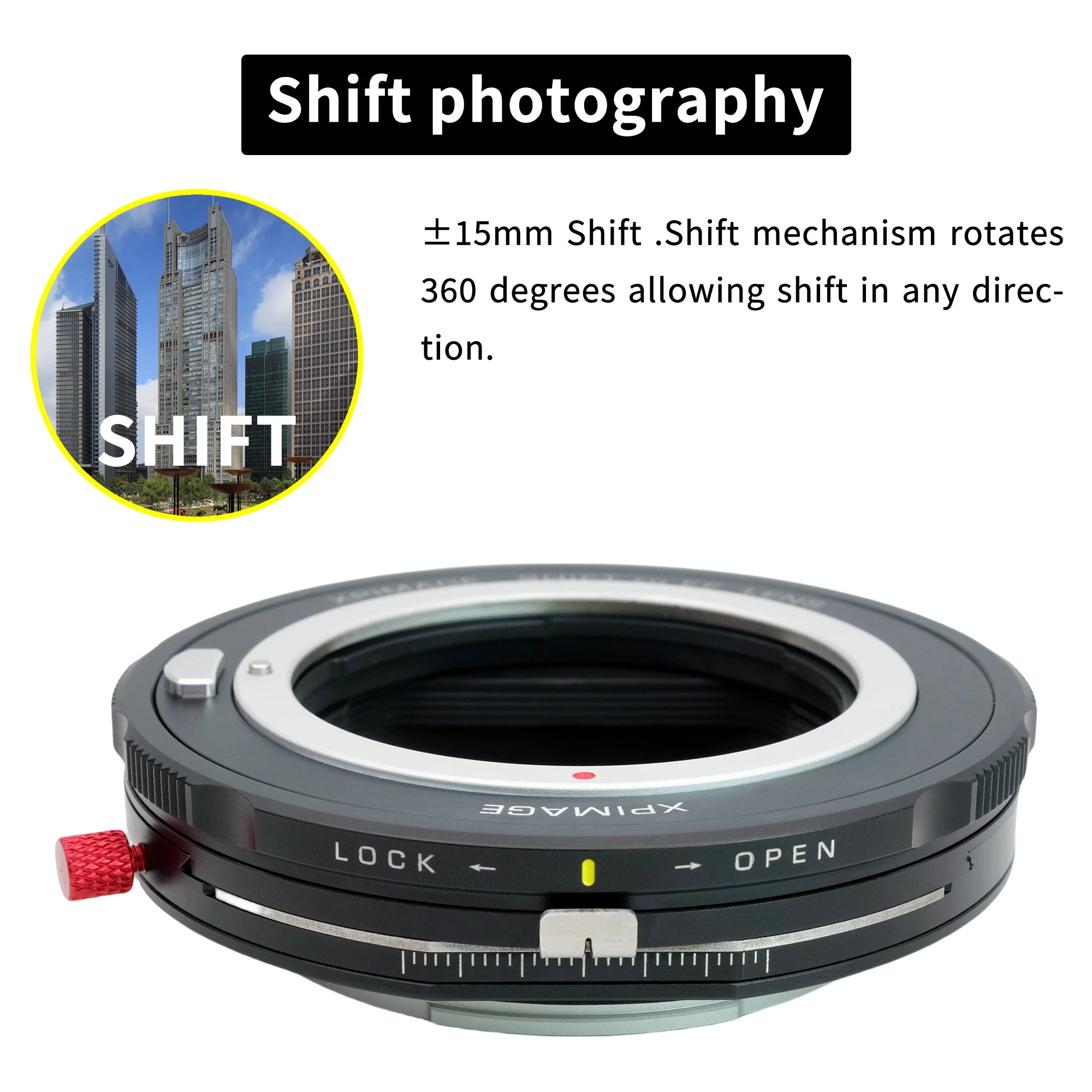 XPIMAGE Shift Lens Mount Adapter for Canon EF Lens to Fujifilm GFX SONY E Leica L Hasselblad XCD Nikon Z Canon RF Camera