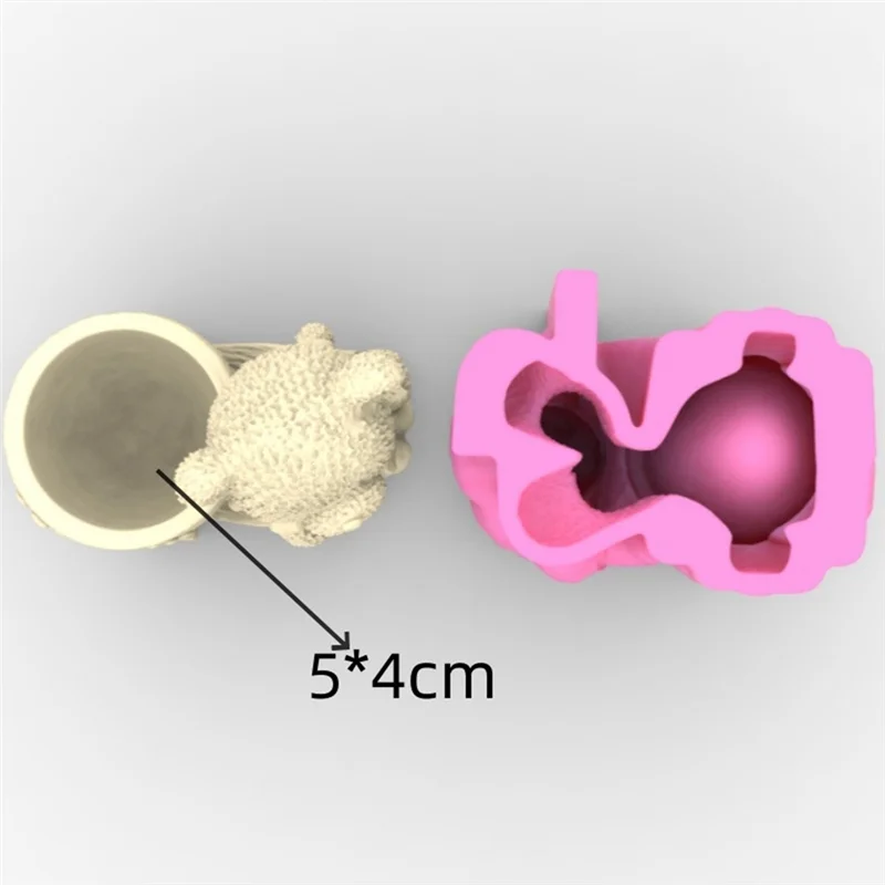 AED2-منظم حامل فرشاة الماكياج على شكل زهرة فنية رائعة وقالب وعاء زارع تمثال الدب - حديقة السيليكون وديكور المنزل