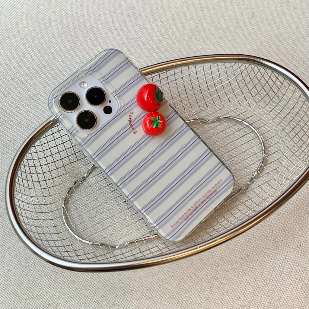 

Fun Creativity Stripe Stereoscopic Tomato Shockproof Protective Phone Cover Case for iPhone 17 16 15 14 13 Pro Max