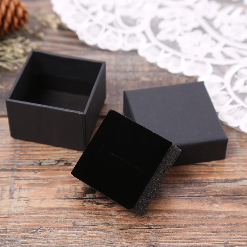 5Pcs/lot  Custom Your Logo Kraft Box Paper Present Packaging Box Ring Earring Pendant Protection Christmas Gift Box 5x5cm