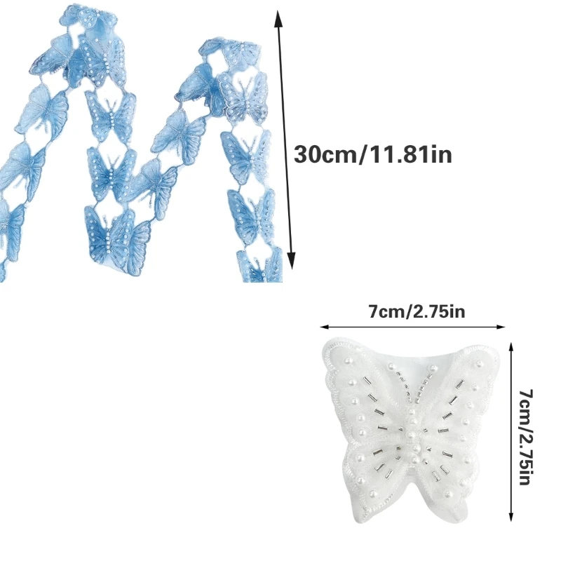 Sequins Butterfly Lace Patches Sewing Lace Home Decoration Creative Appliques Suitable for Apparel Accessories