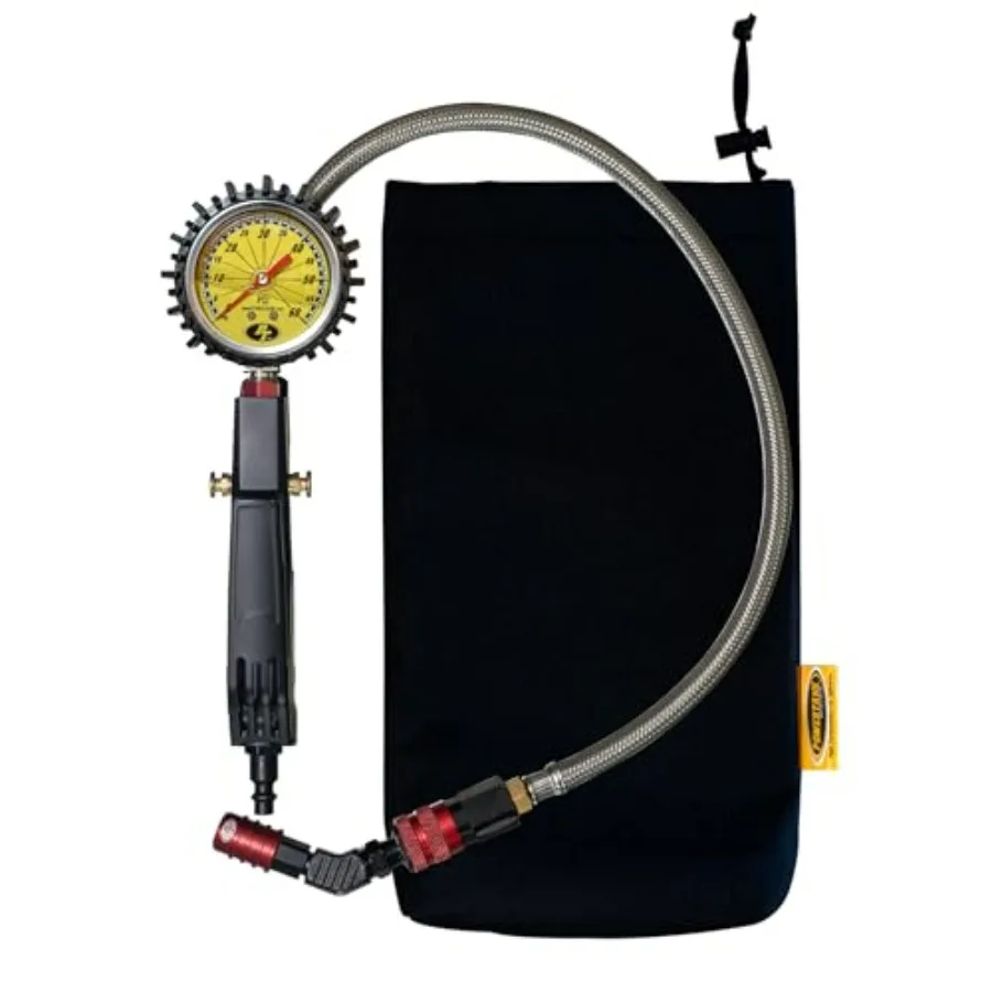 

Tire Inflator Gauge Tool 60 psi Analog Modular Ventoso Red for Automotive Use Durable Rubber Material Quick Pressure Reading