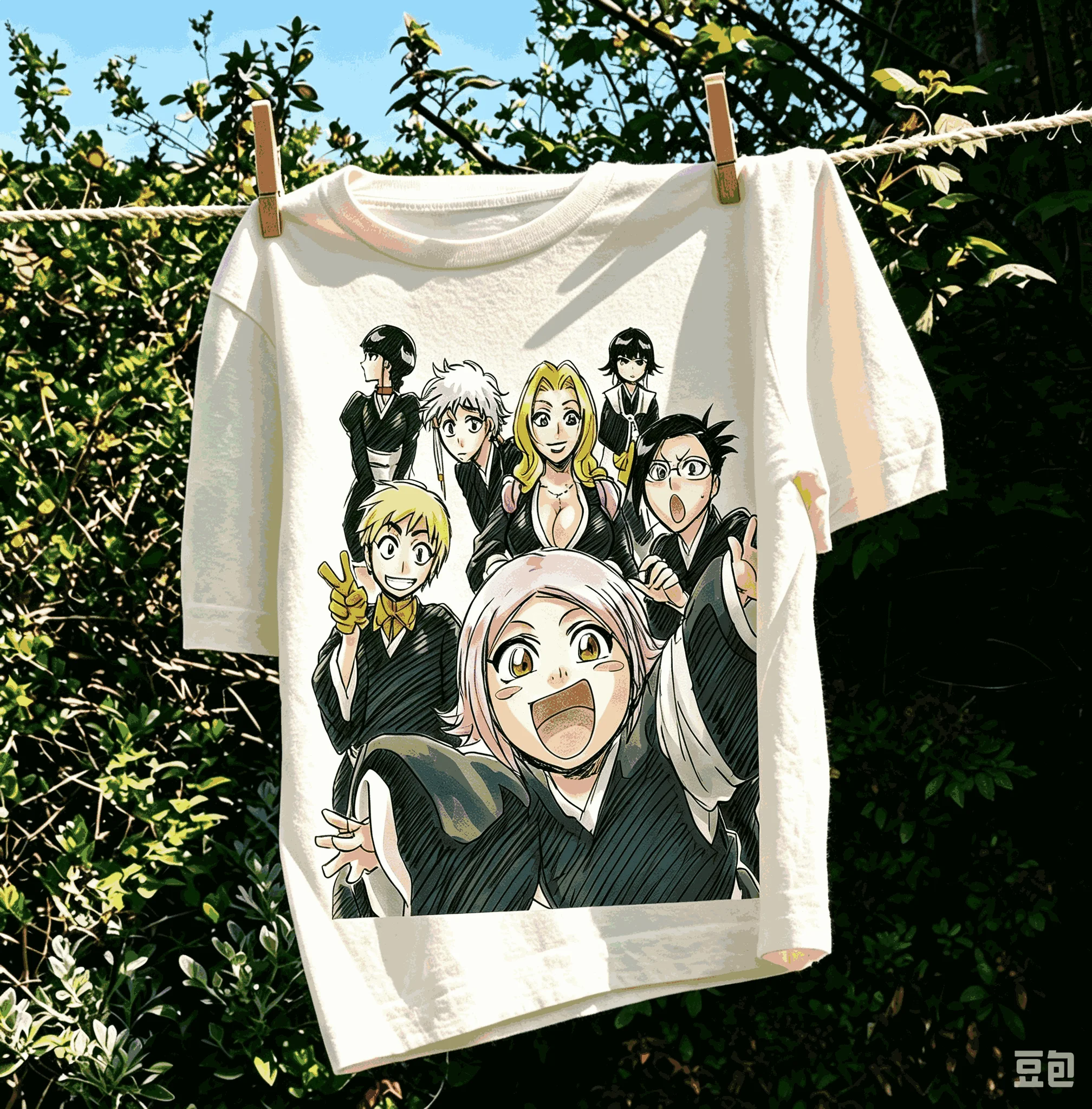 Bleach Streetwear Trendy Cotton Oversized Unisex T-shirt Graphic Print T-Shirt Women Men Short Sleeves high quality Comfortable