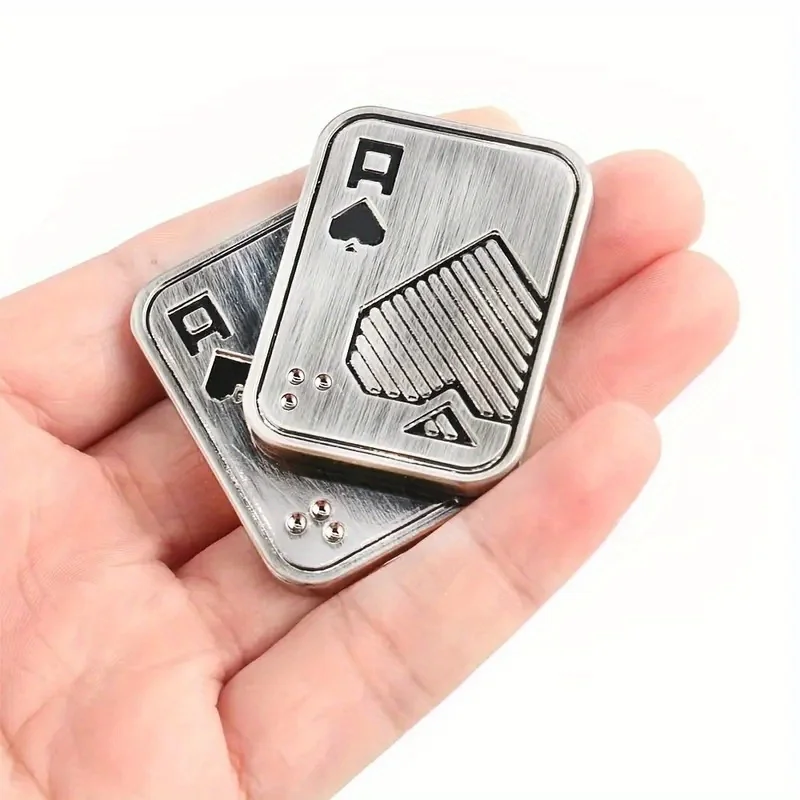 Magnetic Metal Fidget Toys - Metal Poker Push Card Fidget Slider Stress Relief Toy, Men's EDC Toy Fidget Toy Haptic Coin