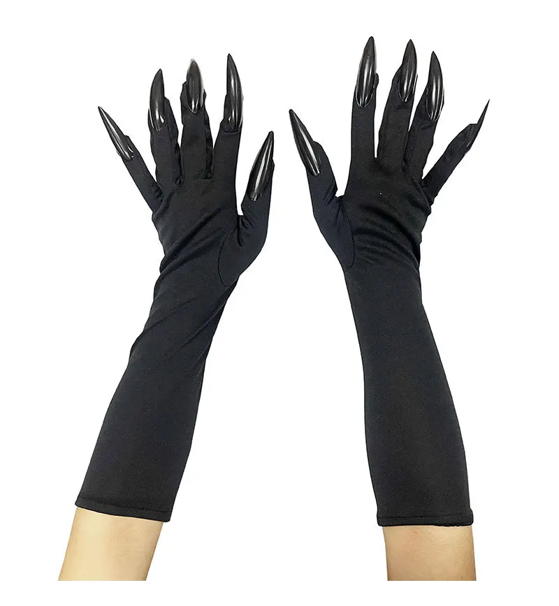 Halloween Gruselige Krallenhandschuhe Lange Nägel Cosplay Kostümzubehör Hexe Vampir Dämon Dehnbare Hände Rot Schwarz Lustiger Handschuh 2026 – Detail 5