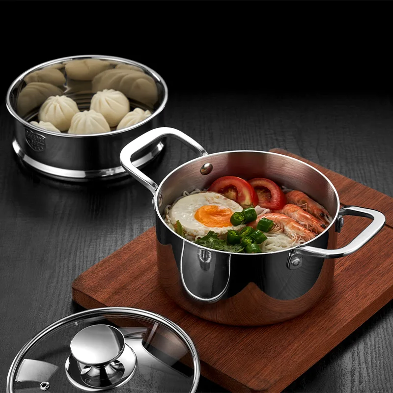 Imagem -02 - Steamer Dupla Camada Sopa Pote Doméstico Engrossado Leite Panela Utensílios de Cozinha Panelas para Cozinhar Aço Inoxidável 316