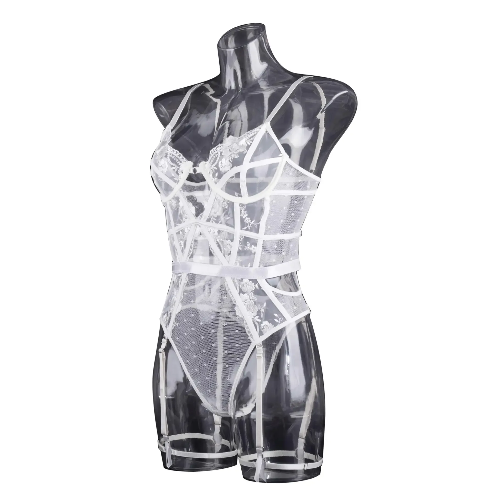 CHUNAGERM Sexy Lingerie Erotic Mesh Bodysuit Women See Through Halter Lace Lingerie Sex Suit Hot Porn Exotic Costumes Bodys