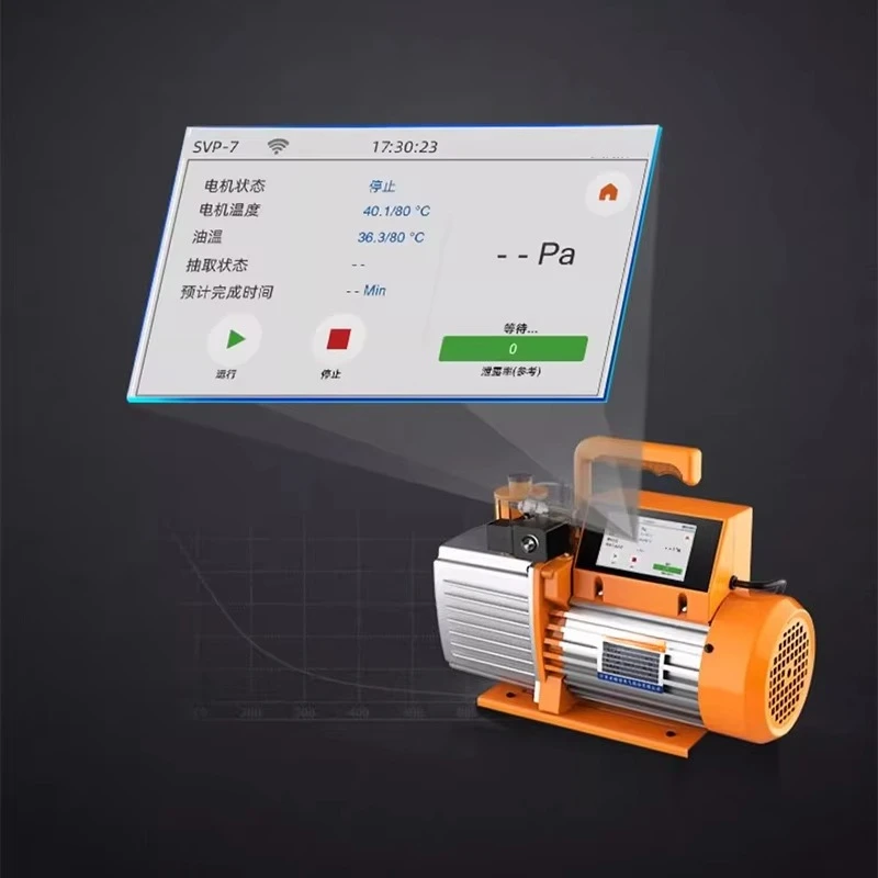 Applicable to Vacuum Pump 7/9/12 CFM 2 Stage Intelligent Rotary Vane Vacuum Pump HVAC Touch Screen, Data Logging, Storage Via Ap