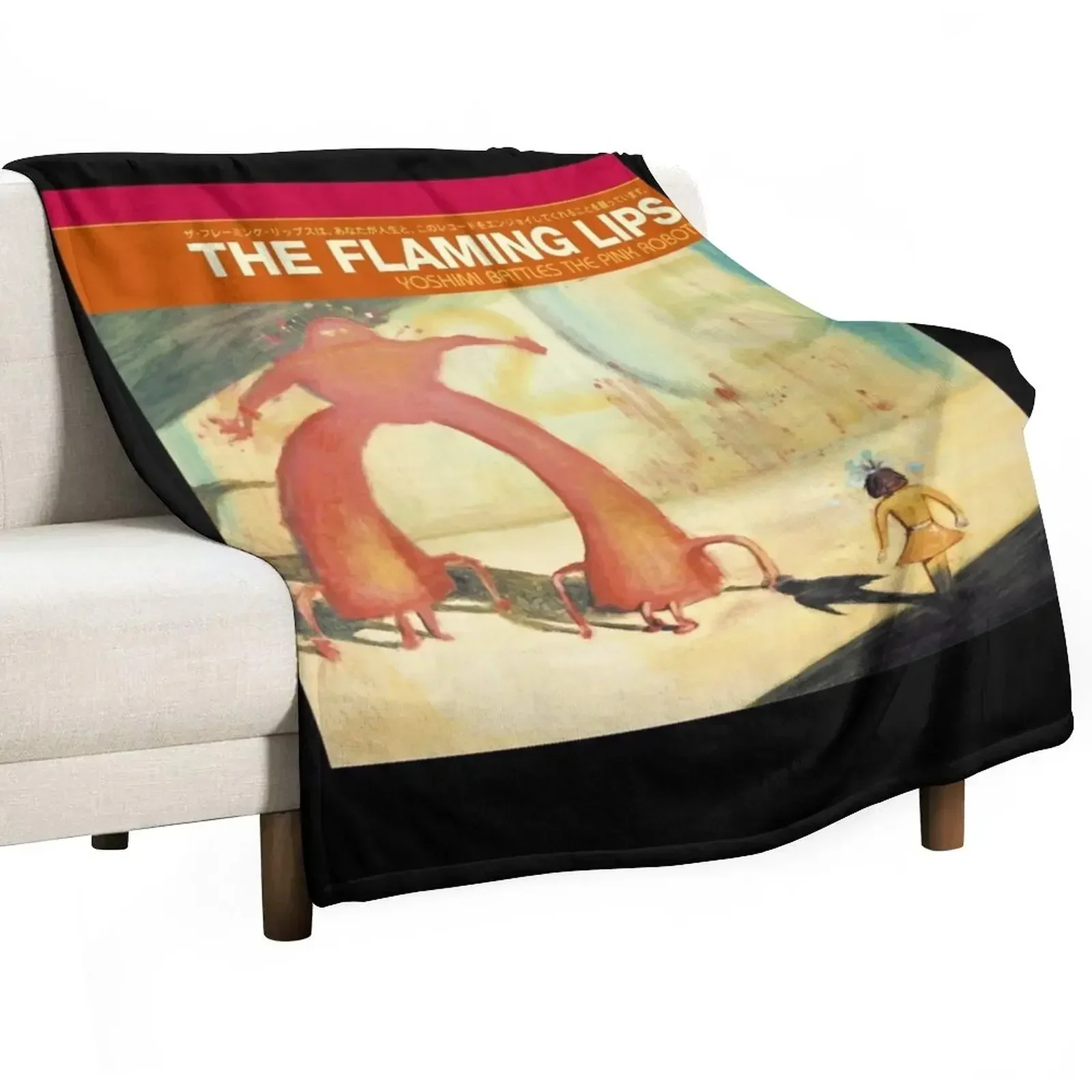 

Flaming Lips - Yoshimi Battles the Pink Robots Throw Blanket Vintage Flannel Fabric Blankets