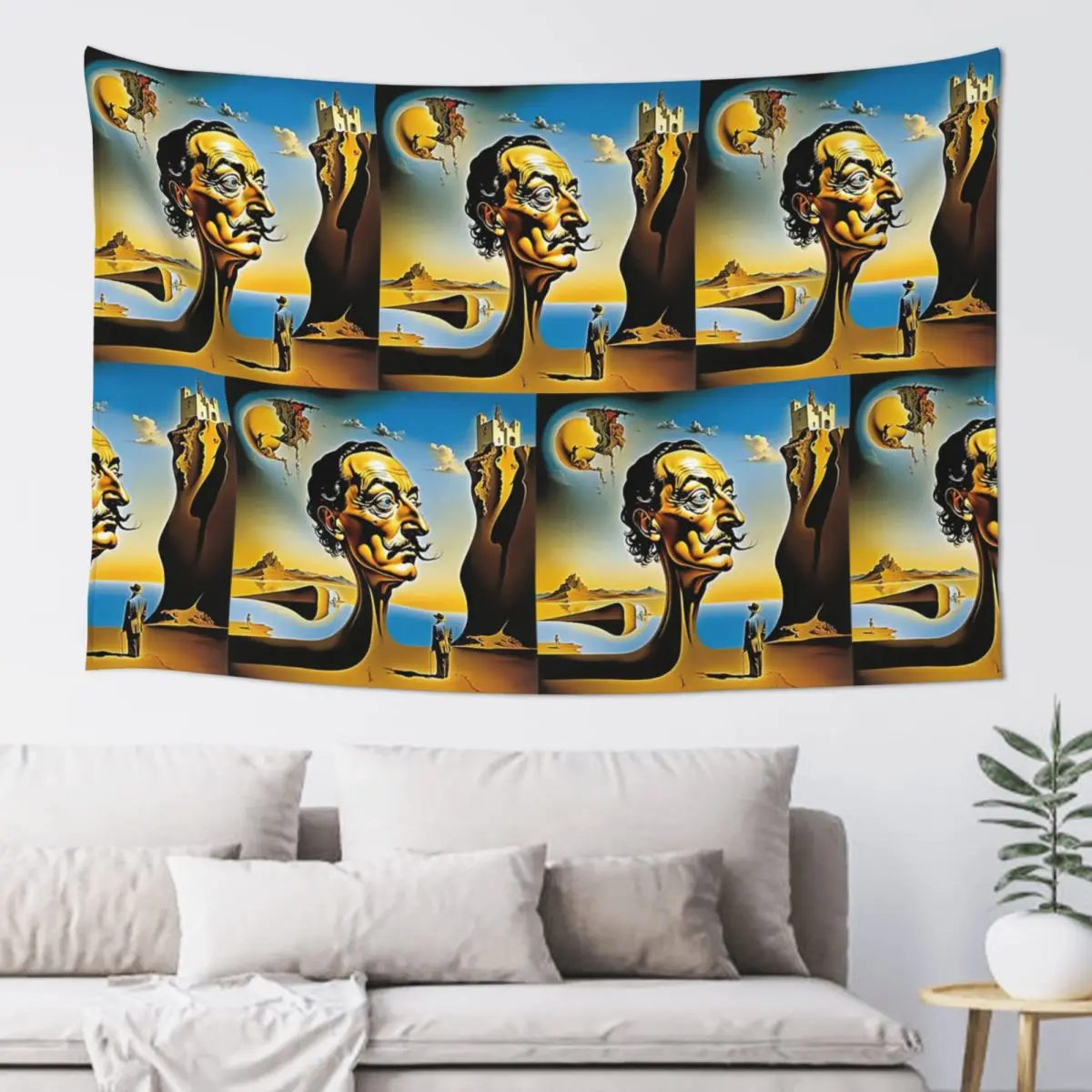 Enigmatic Encounter Surrealist Dreamscape Salvador Dali Poster Tapestry Funny Wall Hanging Aesthetic Home Decoration Tapestries