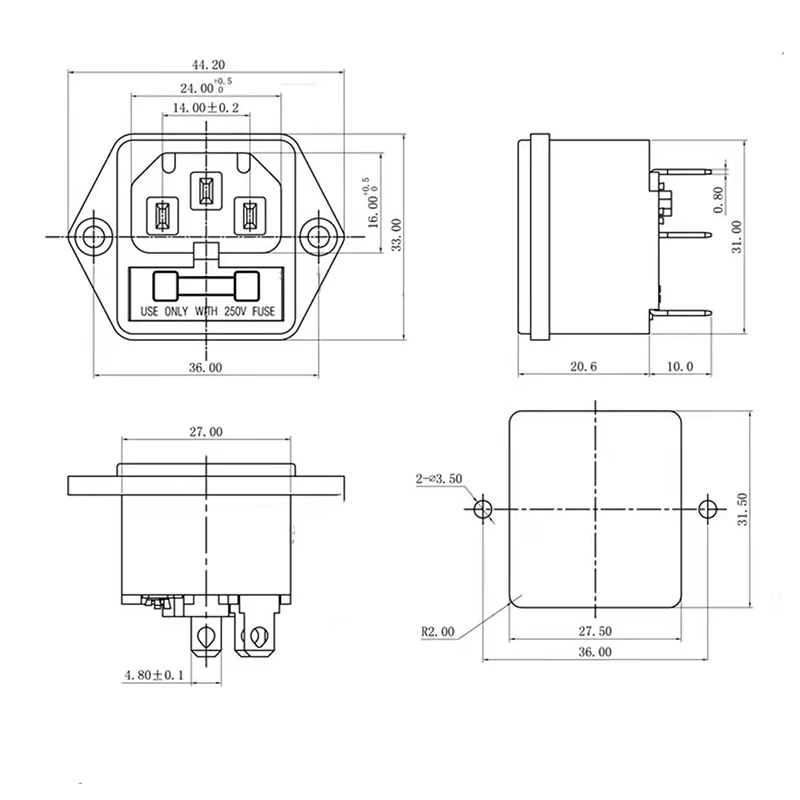 5 Chiếc SP-862 Có Tai Ổ Cắm Điện Kết Nối AC Ổ Cắm Adapter 10A/250A Cầu Chì Đế: 5*20MM Cho Rc Xe Động Cơ RC Sở Thích Động Cơ