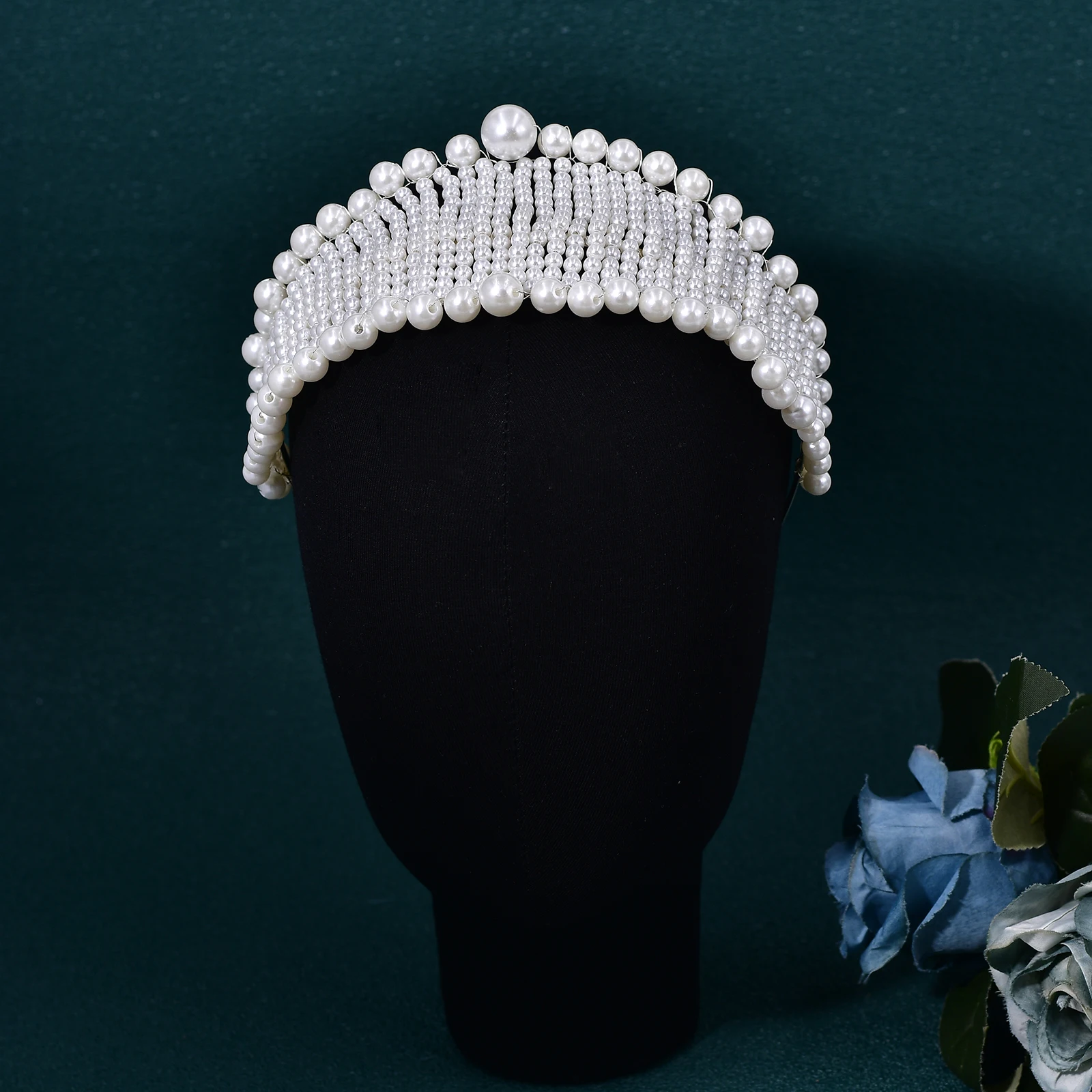 Elegant Full Pearl Bridal Headbands Wedding Silver Color Hair Hoop Headwear Accessories Bride Weddings Events Ornaments HP656