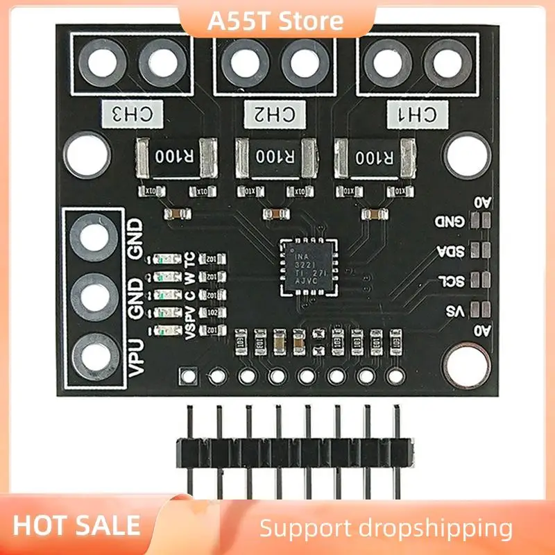 

A55T 3X I2C SMBUS INA3221 Трехканальный шунтовый ток Монитор напряжения Модуль платы датчика