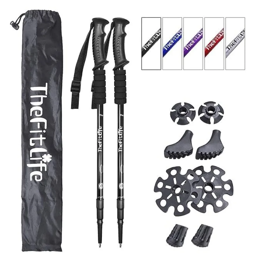 

Nordic Walking Trekking Poles - 2 Sticks with Anti-Shock and Quick Lock System, Telescopic, Collapsible, Ultralight for Hiking,
