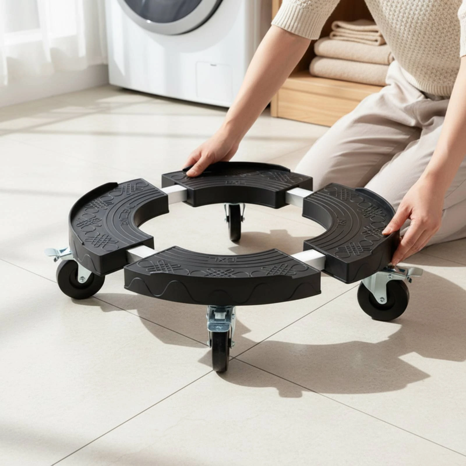 Gas Cylinder Dolly Stable Base Trash Can Dolly Water Barrel Wheeled Platform Heavy Duty Rolling Plant Stand Swivel Wheels