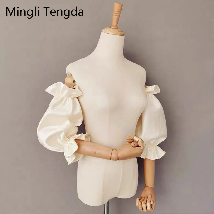 Mingli Tengda Removable Sleeves Satin Bride's Arm Covering Hand Sleeve Fingerles Women's Wedding s Gloves Accessories Outdoor