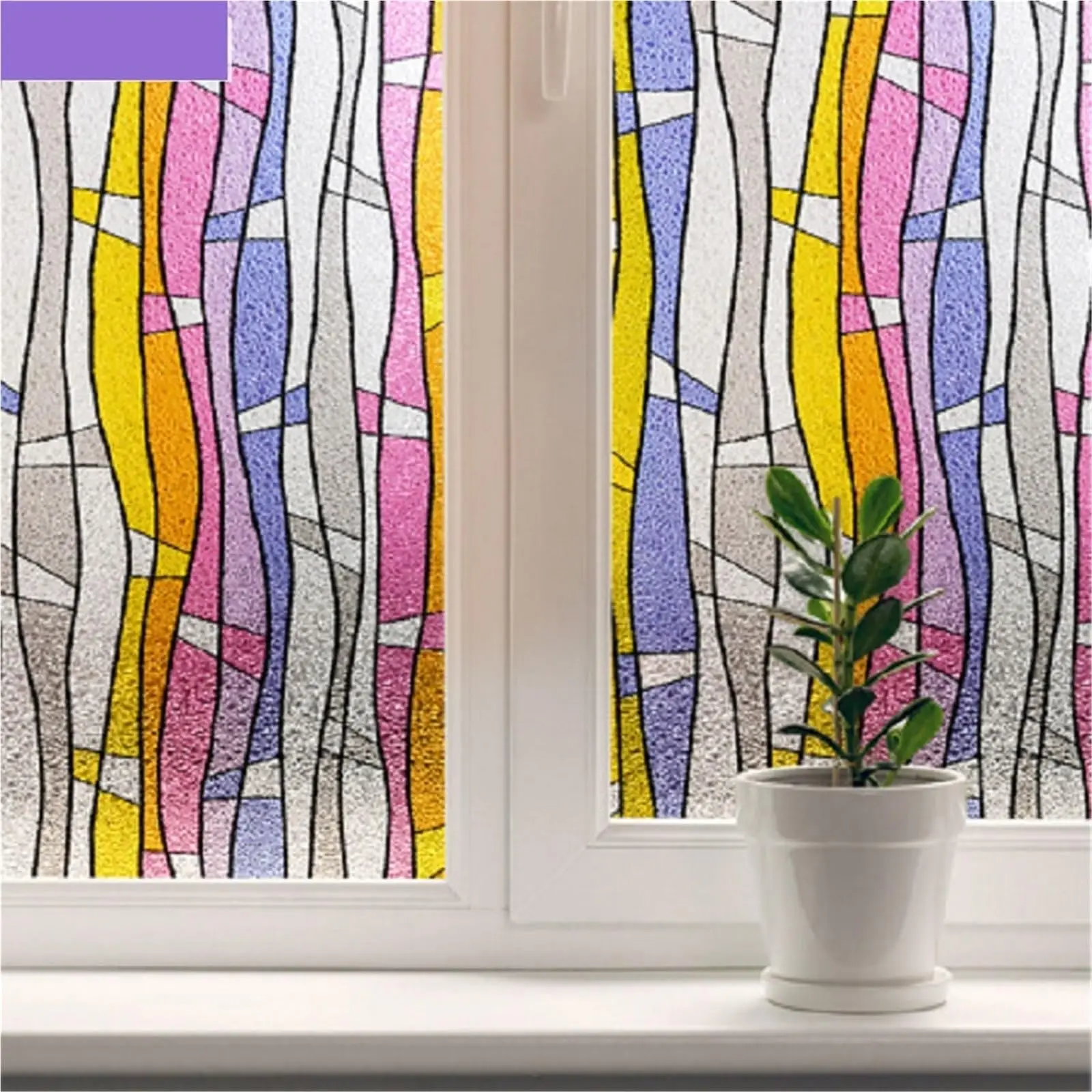 Frosted Window Film Privacy  Colored Striped Static Cling Window Stickers  Removable No Glue UV Blocking Heat Control For Home