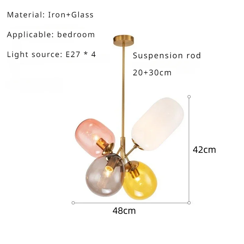 

SANDYHA Modern 4 Head Pendant Lights Glass Ball Chandeliers Kitchen Island Lighting Dining Table Hanging Lights Living Room