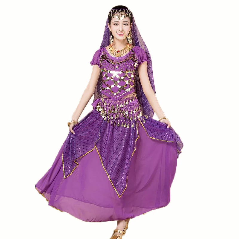 Belly Oriental Dance Wear Performance Set Bollywood Arabic Indian Dance Outfit Sukienki Spódnica Kostium Kobiety Strój treningowy 4/8szt