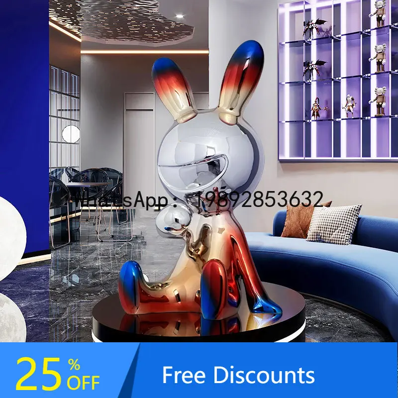

LYY Cartoon Rabbit Hotel Lobby Art Sculpture Living Room Home Decoration Floor Large Ornament Opening Housewarming Gift