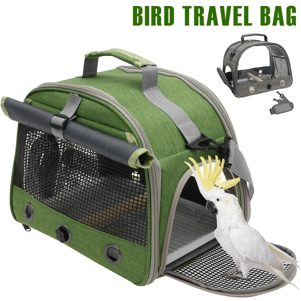 for Portable Bird Travel Bag Oxford Cloth Bird Carrier ParrotCage with Tray and Clear Window Travel Bird Raising Supplies