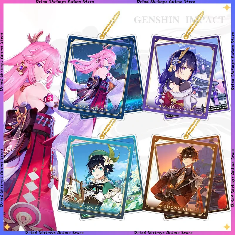 

Genshin Impact Game Funina Ganyu Double Transparent Card Acrylic Backpack Pendant Keychain Anime Peripherals Exquisite Toy Gifts