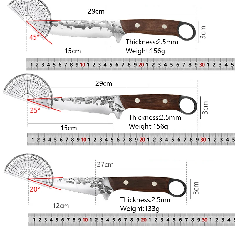 Forged Kitchen Knife Cleaver Boning Knife Barbecue Cutting Fishing Paring Knife Butcher Knife with Sheath Chef Cooking Tools