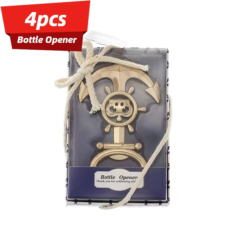 4pcs Creative Anchor Rudder Bottle Opener Presents Birthday Wedding Gifts  Guests Ocean Retro Alloy Opener Tools Groomsmen Gifts
