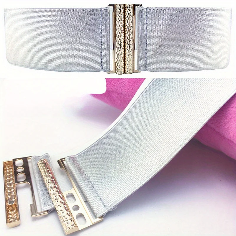 New Women's Fashion Silver Belt Waist Cover Simple and Versatile Decorative Skirt Elastic Belt Lr114