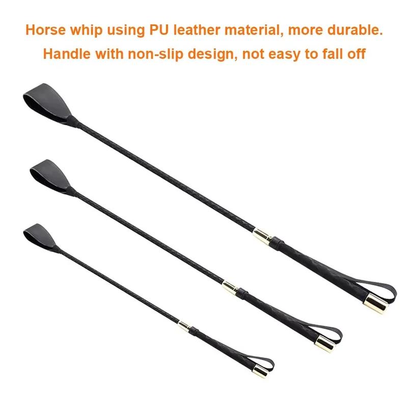 45/54cm Riding Equestrian Whip Training Lash PU Leather Anti-slip Portable Learning Accessory Outdoor Racing Performance