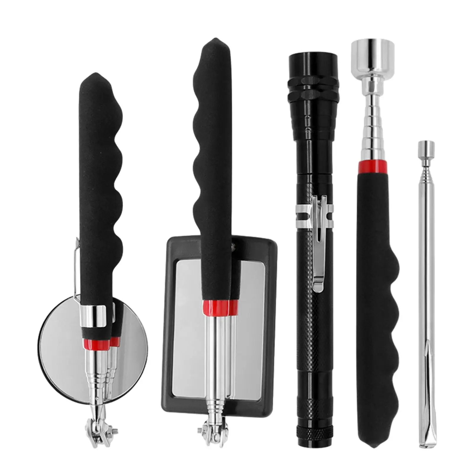 5Pcs Magnetic Telescoping Pick up Tool Kit LED Sturdy Multipurpose Adjustable Inspection Mirror for Car Repair Extra Viewing Him