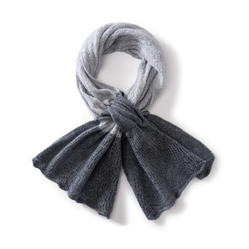 Women's 100% Pure Cashmere Scarf Diamond-Shaped Color-Blocking Knitted Warm Neck Warmer Shawl Dual-Use for Autumn Winter