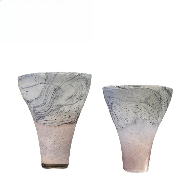Handmade modern simple marbled glass vase sales office model room living room dining table ornaments