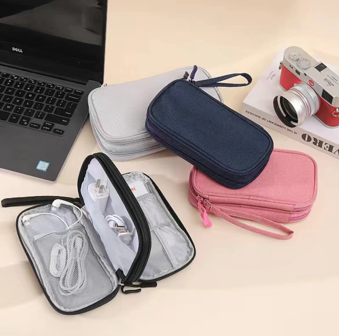 1PC Travel in Style with our Waterproof Electronic Storage Bag - Perfect for U Disks, Hard Disks, Headphones, and More!