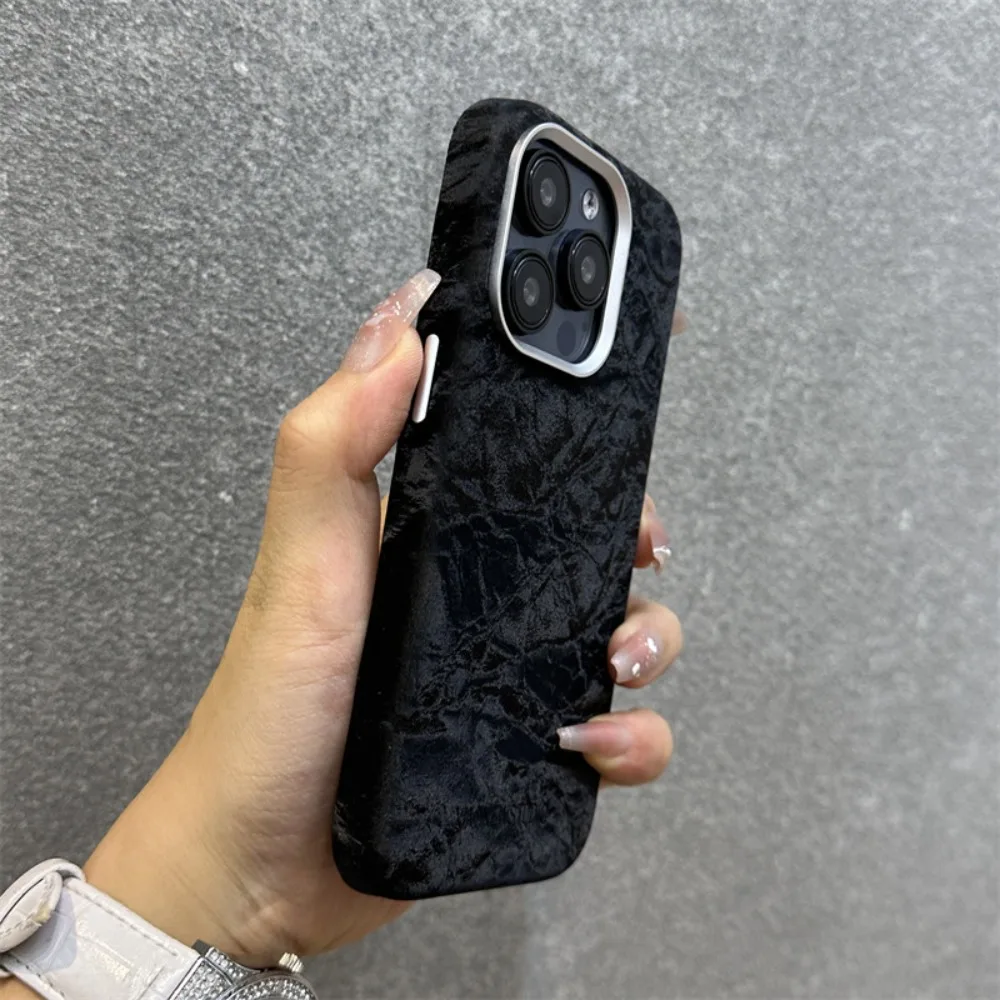 

For iPhone 17 Pro Max Case Black Velvet Glacier Texture Premium Soft Cover Compatible with iPhone 16 15 14 13