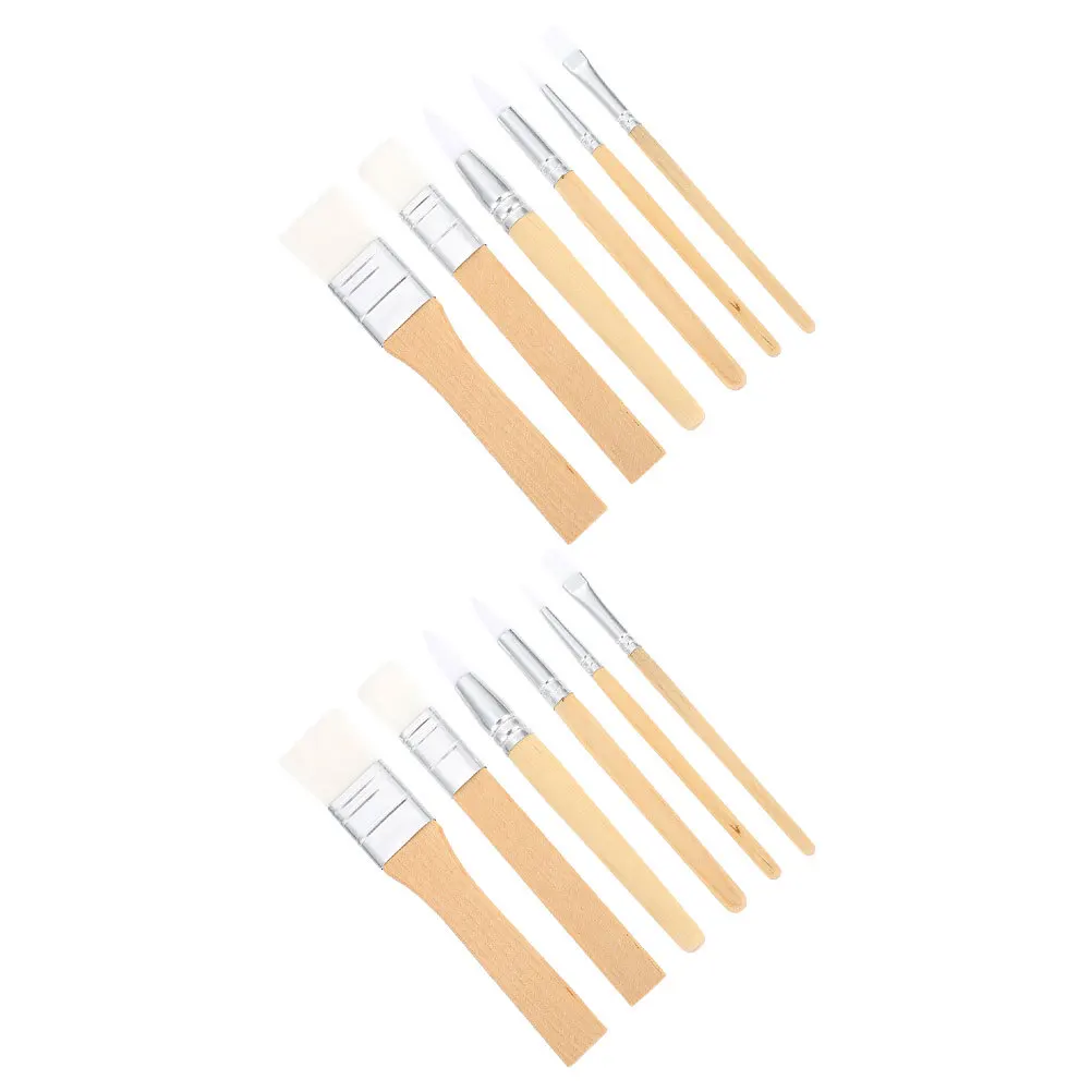 

2Sets Nylon Paint Brush Set Professional Wooden Handle Long-Lasting Bristles for Watercolor Acrylic Oil Painting Detail Brushes