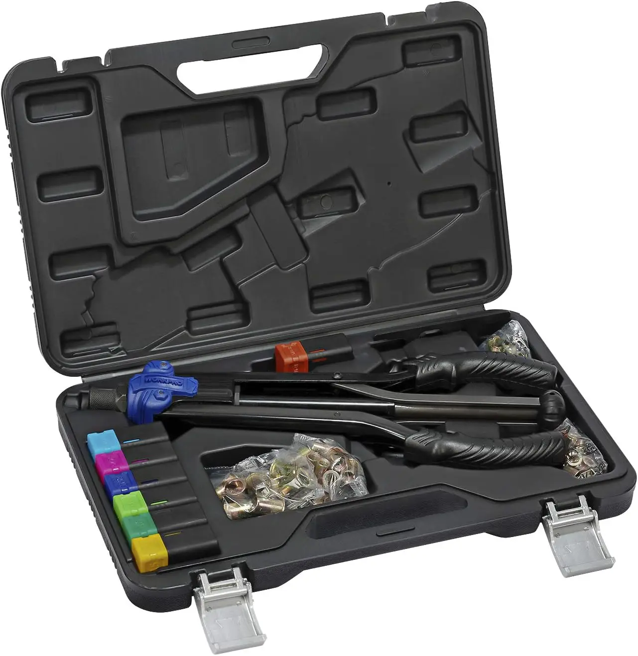 79-Piece Rivet Nut Tool Kit with Metric & SAE Mandrels - High Leverage 15" Riveter for Metal, Wood, Furniture