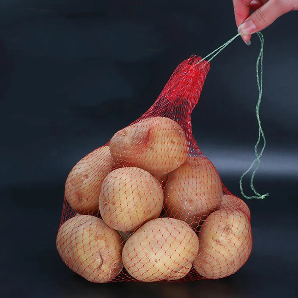 

50pcs Thickened Mesh Bags Sturdy Reusable Fruit Storage Drawstring Netting for Watermelon Vegetable Grocery Shopping for Fruits