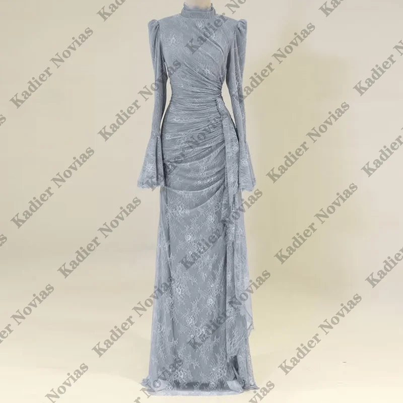 

Long Sleeves High Neck Muslim Lace Evening Dresses Customized Special Occasion Party Dress فساتين للمناسبات الخاصة