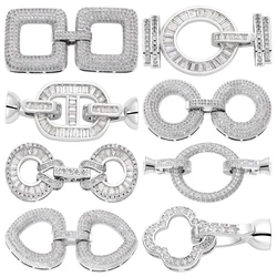 Cubic Zirconia Cobre Fecho Fixadores para Pulseira, Fechaduras de luxo, Jóias Fazendo Descobertas, Fechamentos Colar Frisado, Acessórios