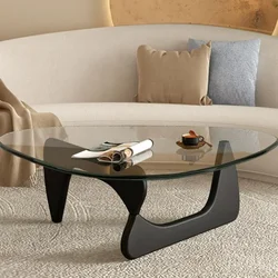 Large Tempered Glass Coffee Tables Irregular End Table Solid Wood Room Desks Interior Furnitures Decoration Multifunctions