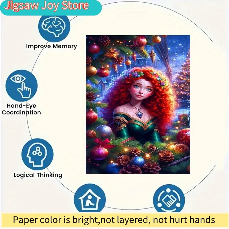 Disney-Puzzle, DIY-Papierpuzzle, Weihnachts-Alice-Prinzessin-Thema, dickes weißes Kartonmaterial, geeignet für Puzzle, Paar-Puzzle
