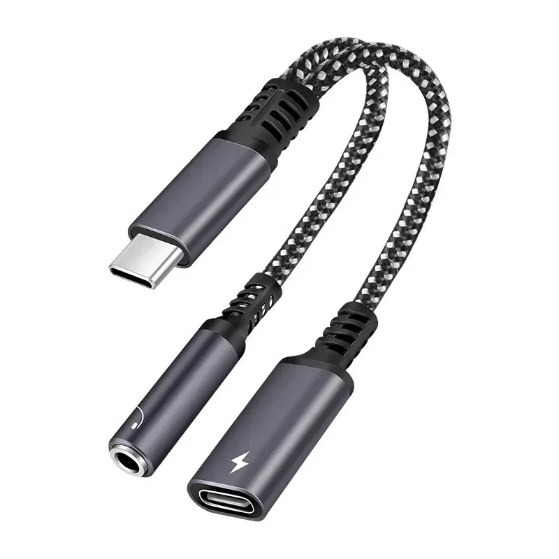 1pcs 2in1 Type C To 3.5mm Headphone Jack Adapter Type C PD 60W Charge Audio Aux Adaptor For  Samsung S23 Ultra