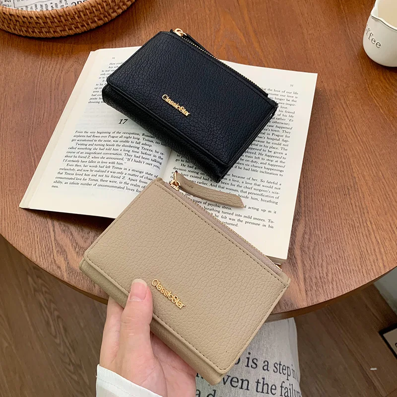 

Короткий женский кошелек, простой тройной кошелек, визитница для студентов, многофункциональный карман для монет.