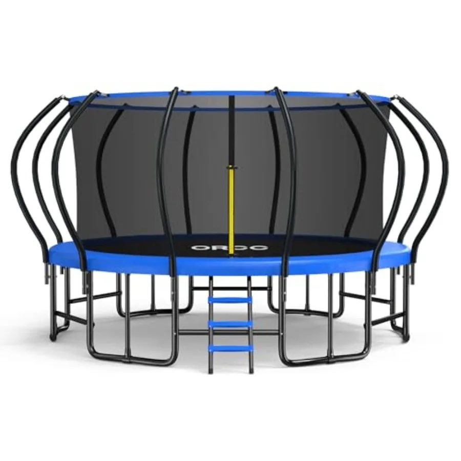 Outdoor kids trampoline for yard use galvanized steel frame black color 1200 lbs weight capacity safety enclosure included