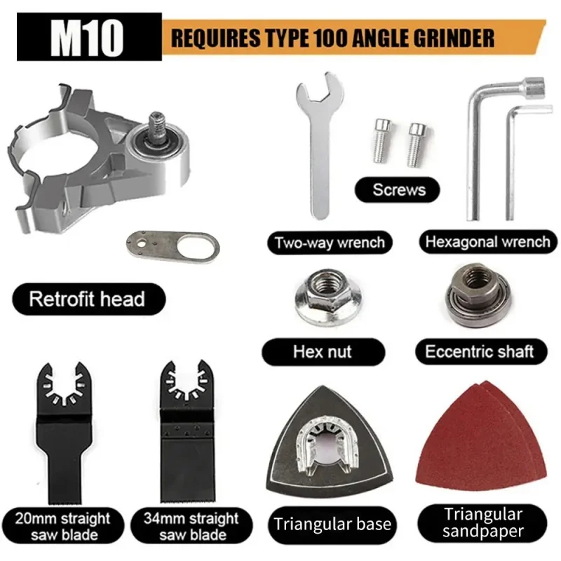 100 Type M10 Multi-function Conversion Head Set Universal Adapter Electric Polishing Grinding Trimming Shovel Tool Accessories