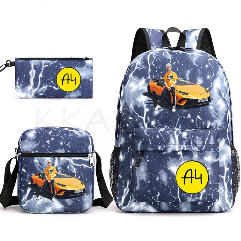 Mochila con estampado 3D para adolescentes y niñas, conjunto de 3 piezas A4, Oxford, Gran capacidad, A4, Lamba, estudiantes
