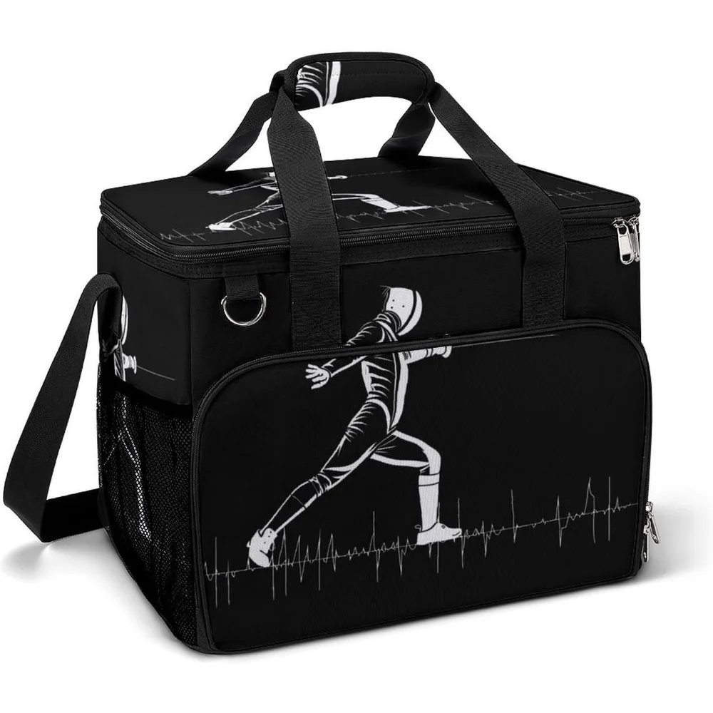 

Fencing Heartbeat Fence Sport Large Lunch Bag Portable Cooler Tote Bag Insulated Lunch Pail for Camping Travel