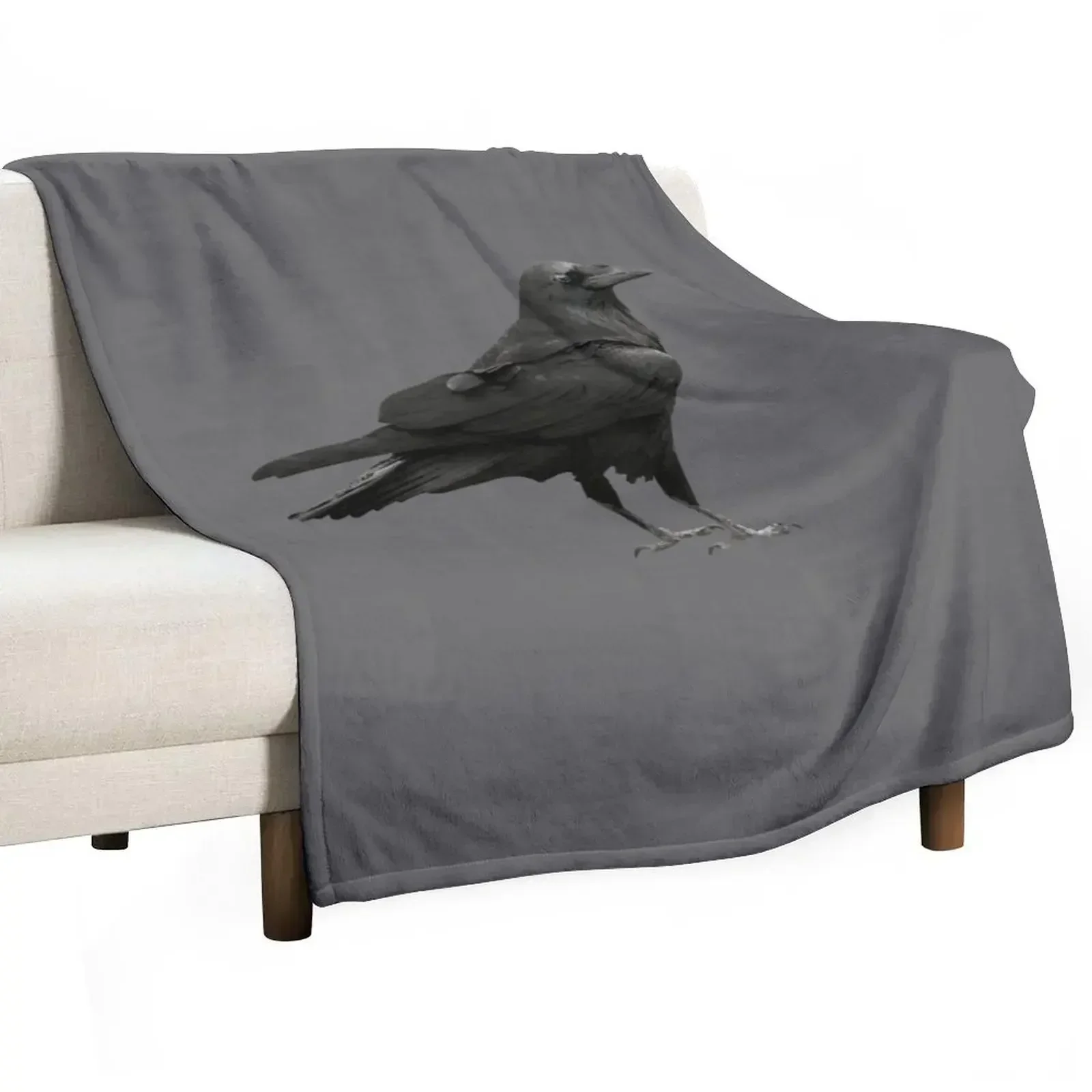 

Vintage Black Crow Raven Silhouette Throw Blanket Camping Giant Sofa Softest Blankets